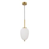 Opal Glass  Brass Gold Metal  Black Fabric Wire  LED E14 1x5 Watt 230 Volt  IP20 Bulb Excluded  D: 15.8 H1: 23 H2: 120 cm Adjustable Height