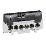 Phase terminal block - 5 cable terminals 6 to 25 mm² + 1 cable 10 to 35 mm² - black