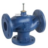 VG311F Globe Valve, 3-Way, DN80, Flanged, Kvs 100 m³/h, Cast Iron Body and Seat, Brass Plug.