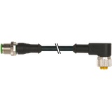 M12 male 0° / M12 female 90° A-cod. PVC 3x0.34 bk UL/CSA 6m