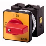 On-Off switch, 3 pole + N, 20 A, Emergency-Stop function, 90 °, flush mounting