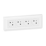 Mosaic Link pre-wired quadruple power socket kit 4X2P+E white auto terminal surface + Box