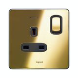 Synergy Sleek 1 Gang 13A Double Pole Switched Socket Outlet with LED Power Indicator Gold