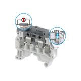 DIN RAIL TERMINAL BLOCK, FUSE, 5X20 AND 5X25, BLOW FUSE INDICATOR, TEST SOCKETS, FEED THROUGH, ZS4-SF1-R2 , 8MM SPACING, GREY, 4MM2