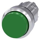 Pushbutton, 22 mm, round, metal, shiny, green, pushbutton, raised momentary contact type, Z=100-unit packaging