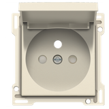 Finishing set for socket outlet with hinged lid, pin earthing and shutters, flush-mounting depth 28.5 mm, cream