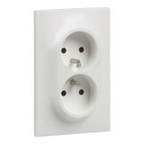 Double socket one post 2P+E F/B with eclips screw terminals Urbano white finish