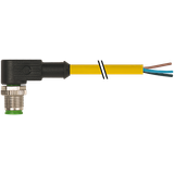 M12 male 90° A-cod. with cable PUR 3x0.34 ye UL/CSA+drag ch. 5m