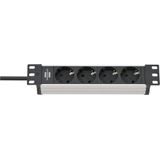 Alu-Line 10" extension lead for cabinets 4-way 2m H05VV-F 3G1,5 black/silver