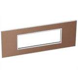 British standard plate Arteor square version 6 modules - brushed metal pink champagne