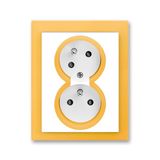 5513M-C02357 43 Double socket outlet with earthing pins, shuttered, with turned upper cavity