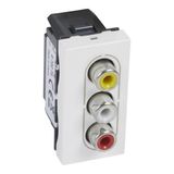 3 x RCA socket Arteor - 1 module - white