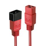 2m C20 to C19 Mains Extension Cable, red IEC C20 Connector to IEC C19 Connector