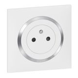 2P+E socket Surface dooxie 16A complete with claws, white square plate with chrome ring