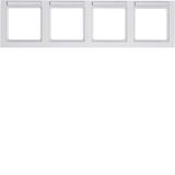 Frame 4gang horizontal, labelling field, Q.3, polar white velvety