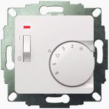 UP room controller, RAL9010 glossy 50x50, 5-30C, AC 230V, 1NC, 10 A, temperature reduction approx. 4K, switch on/off, display controller "on"