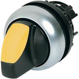 Illuminated selector switch actuator, RMQ-Titan, With thumb-grip, momentary, 3 positions, yellow, Bezel: titanium