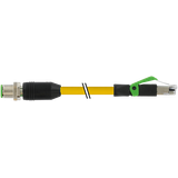 M12 male 0° D-cod./RJ45 male 0° PUR 1x4xAWG22 shielded ye+dragch 0.6m