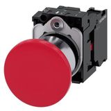 Mushroom pushbutton, 22 mm, round, metal, shiny, red, 40mm, latching, pull-to-unlatch  3SU1150-1BA20-1CA0-Z X90