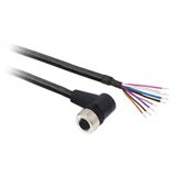 PREWIRED M12 FEMALE 8PINS 10M PUR 90D