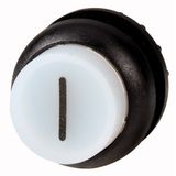 Illuminated pushbutton actuator, RMQ-Titan, Extended, maintained, White, inscribed 1, Bezel: black