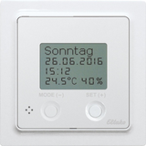 Wireless clock thermo hygrostat with display in E-Design55, pure white glossy 30055805