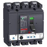 circuit breaker ComPact NSX160F, 36 kA at 415 VAC, MicroLogic 2.2 trip unit 100 A, 4 poles 4d