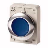 Illuminated pushbutton actuator, RMQ-Titan, Flat, maintained, Blue, Blank, Metal bezel