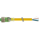 M12 female 0° A-cod. with cable 3LED PUR 4x0.34 ye UL/CSA 5m