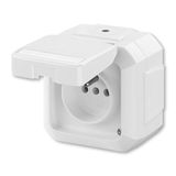 5518N-C02542 B Socket outlet with earthing pin, with hinged lid, with labelling field, for multiple mounting