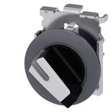 Selector switch, illuminable, 30 mm, round, Metal, matte, white, selector switch, short, front ring for flush  3SU1062-2DF60-0AA0-Z X90