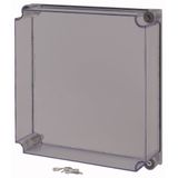 Cap, transparent smoky gray, lockable, HxWxD=375x375x100mm