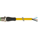 M12 male 0° with cable PVC 4x0.34 ye UL/CSA 1m