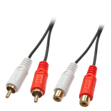 Premium Audio Extention Cable, 2xPhono Stereo, 10m 2xRCA Jack m/f gold plated