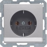 SCHUKO socket outlet with labelling field, Q.1/Q.3 alu velvety, lacque
