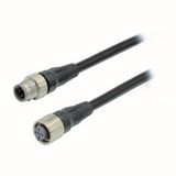 Cable with connectors on both cable ends, Smartclick M12 straight sock XS5W1003C