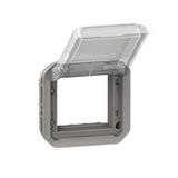 Plexo adapter with transparent shutter for Mosaic 45x45 functions - Composable - Gray - IP55 - IK08