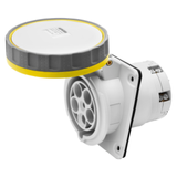 10° ANGLED FLUSH-MOUNTING SOCKET-OUTLET HP - IP66/IP67 - 2P+E 63A 100-130V 50/60HZ - YELLOW - 4H - MANTLE TERMINAL