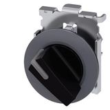 Illuminable selector switch, 30 mm, round, Metal matt, black, Selector switch short, front ring  3SU1062-2DF10-0AA0-Z X90