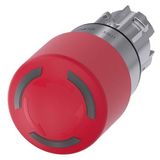 EMERGENCY STOP mushroom pushbutton, illuminable, 22 mm, round, metal, shiny, red, 30 mm, positive  3SU1051-1GB20-0AA0-Z Y12