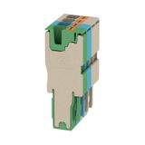 Plug (terminal), PUSH IN, 4 mm², 800 V, 32 A, dark beige, green