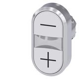 Twin pushbutton, 22 mm, round, metal, shiny, white: -, white:...3SU1050-3AB66-0AL0-Z X90