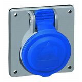 Panel mounting socket P17 - inclined outlet - IP44 - 200/250 V~ - 32 A - 2P+E