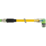 M8 male 0° / M8 female 90° A-cod. LED PUR 3x0.25 ye UL/CSA+drag ch. 1m