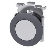 Pushbutton, 30 mm, round, Metal, matte, white, front ring for flush installation,  3SU1060-0JA60-0AA0-Z X90