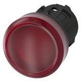 Indicator light, 22 mm, round, plastic, red, lens, smooth, with laser labeling, symbol number according to, ISO 7000 or IEC 60417