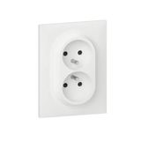 Double compact monobloc easyréno 2P+E dooxie one 16A power socket delivered with white square plate and claws