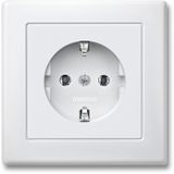 SCHUKO socket with full cover plate, plug-in terminals, polar white, M-SMART MEG2301-1619