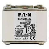 Fuse-link, high speed, 1100 A, AC 600 V, size 2, 61 x 77 x 65 mm, aR, IEC, UL, single indicator