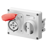 FIXED INTERLOCKED HORIZONTAL SOCKET-OUTLET - WITHOUT BOTTOM - WITHOUT FUSE-HOLDER BASE - 2P+E 16A 380-415V - 50/60HZ 9H - IP44